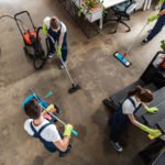 top-view-cleaning-company-team-cleaning-modern-office | Spiffy Clean - Commercial & Office Cleaning Services