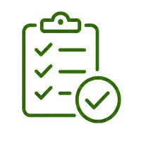 Clipboard with a list of three checked items and a large checkmark in a circle indicating a completed checklist